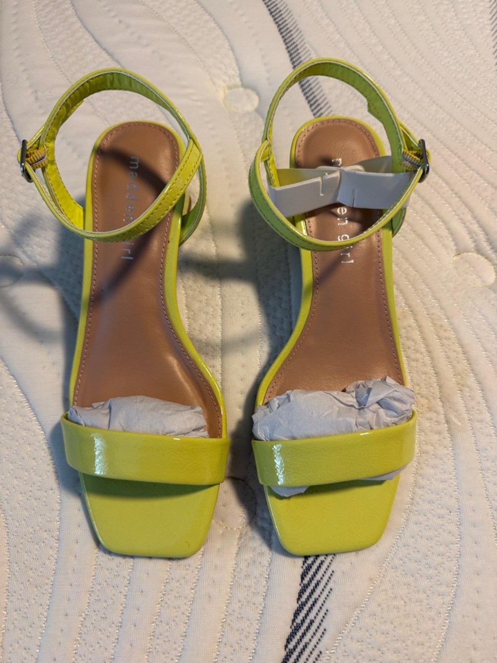 Madden Girl Neon Lime Ankle Strap Sandals